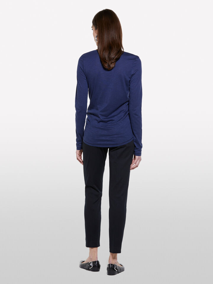 T-shirt azul-escuro com mangas compridas - null - Azul-Escuro | Sisley image number 3